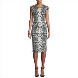 NK 32 NAEEM KHAN Cap Sleeve Python Print Dress